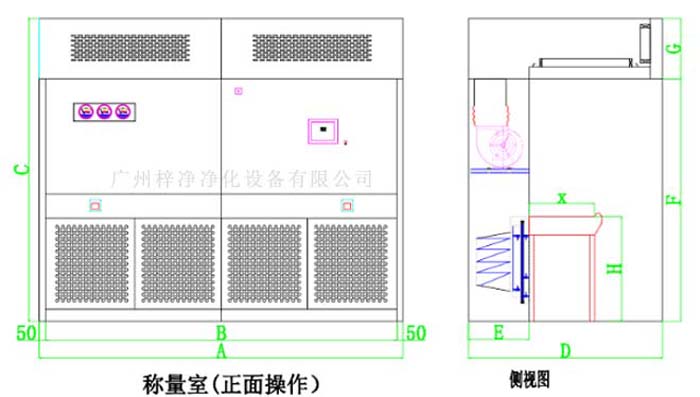 負(fù)壓稱(chēng)量室結(jié)構(gòu)圖由初效、中效、高效、風(fēng)機(jī)等部件組成